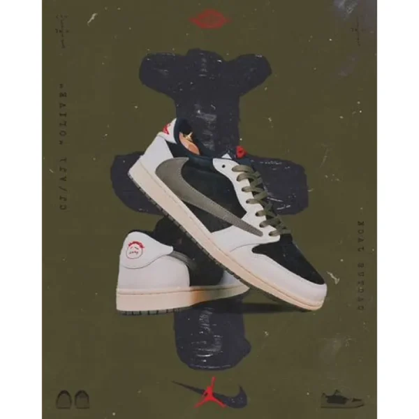 Premium Air Jordan Low X Travis Soctt Olive Shoes For Men (FT475)