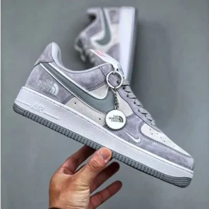 Premium Nike Air Force 1 Low North Face X Grey Suede For Men (FT439)