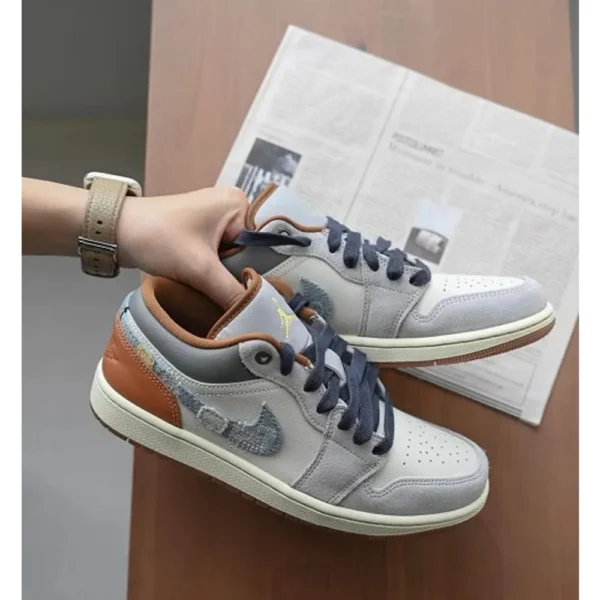 Premium Nike Air Jordan 1 Low SE Repaired Denim Swoosh Shoes For Men (FT431)