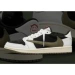 Premium Nike Air Jordan 1 Low X Travis Scott Olive Shoes For Men (SL615)