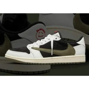 Premium Nike Air Jordan 1 Low X Travis Scott Olive Shoes For Men (SL615)
