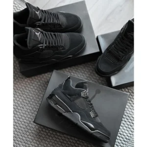 Premium Nike Air Jordan Retro 4 Black Shoes For Men (FT441)