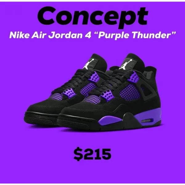 Premium Nike Jordan Retro 4 Purple Thunder Shoes For Men (SL665)