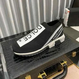 First Copy Dolce Gabbana Slip On Sneakers Black White For Men (FT1164)