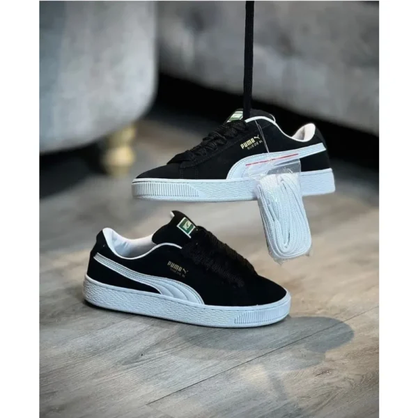 First Copy Puma Suede Xl Black Silver Shoes For Men (CSO1886)