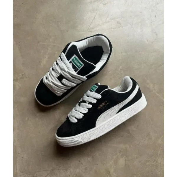 First Copy Puma Suede Xl Black Silver Shoes For Men (CSO1886)