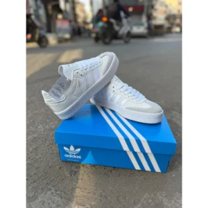 Premium Adidas Samba Triple White Satin Stripe Shoes For Men (LAB1464)