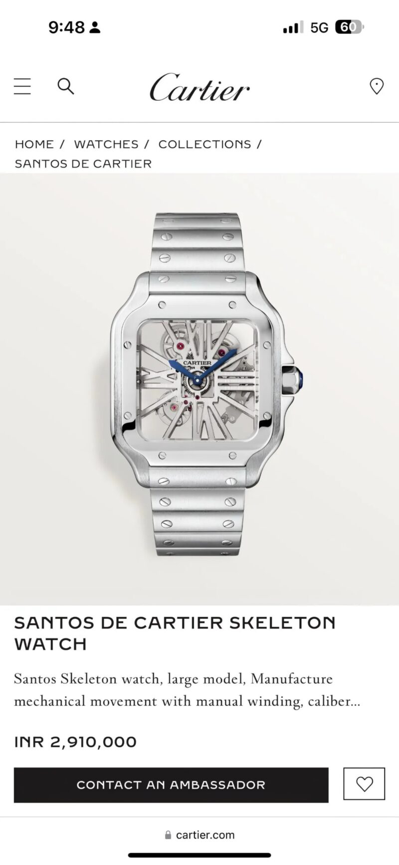 CARTIER SANTOS SKELETON 7AA ULTRA PREMIUM STAINLESS STEEL CARTIER SANTOS SKELETON 7AA ULTRA PREMIUM STAINLESS STEEL