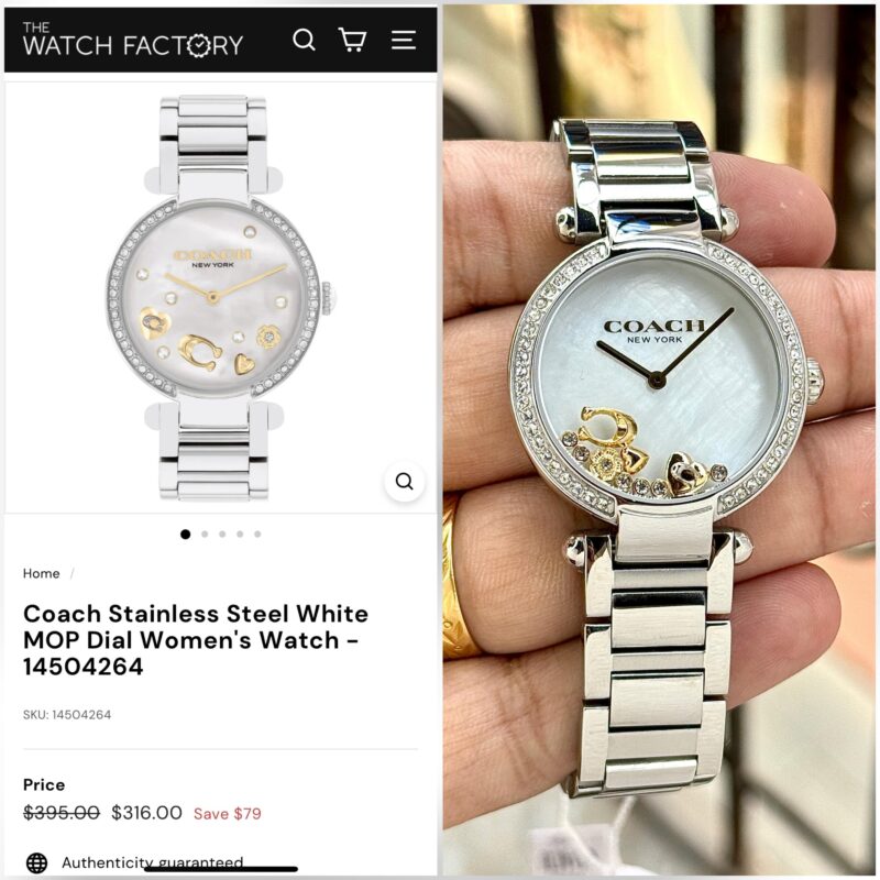 COACH CHARM ELEMENTS WHITE DIAL