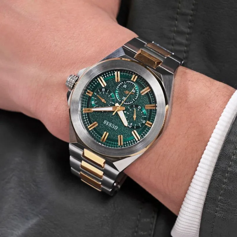 GUESS MULTIFUNCTION STAINLESS STEEL GREEN DIAL 7AAA