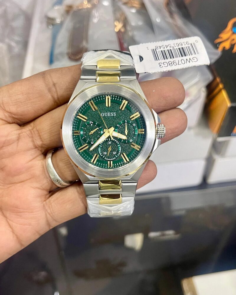 GUESS MULTIFUNCTION STAINLESS STEEL GREEN DIAL 7AAA