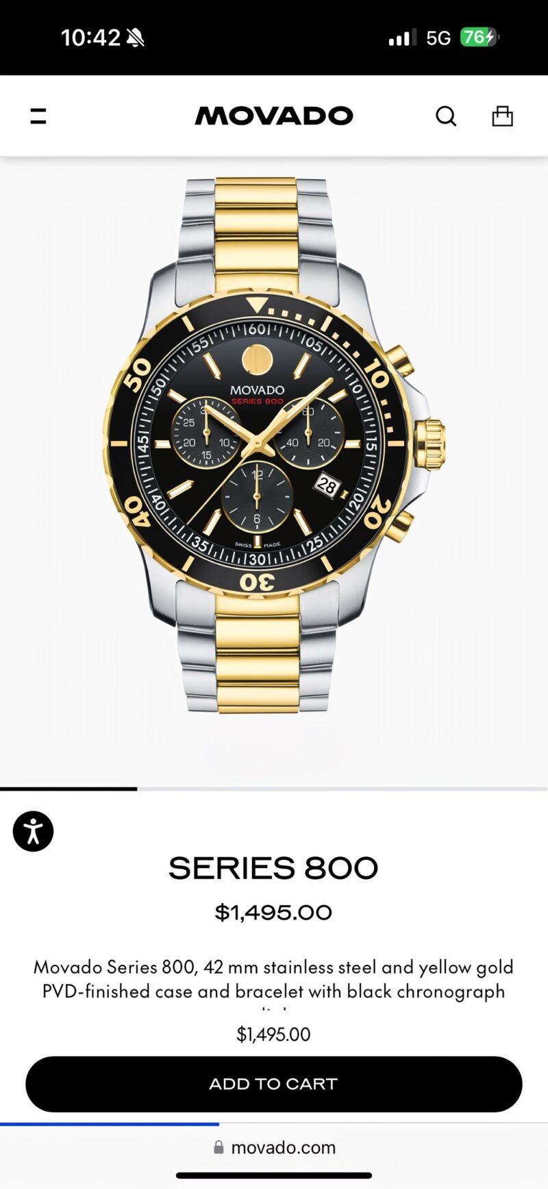 Movado Serice 800 Tu tone